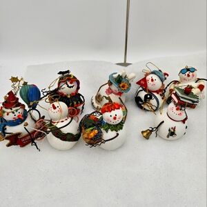 Set of Adorable Snowman Ornaments - Mixed Holiday Themes**